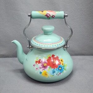 The Pioneer Woman Tea Kettle Mint Breezy Blossom Enamel Steel 1.9qt OS